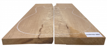 Preview: Top Sycamore / Europ. Maple curly, Caramel, 2-pcs. 24mm Unique Piece #084