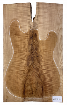 Preview: Top Sycamore / Europ. Maple curly, Caramel, 2-pcs. 24mm Unique Piece #084