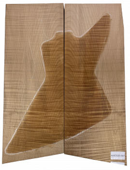 Preview: Body Ahorn leicht geriegelt, 2-tlg. bookmatched, Explorer, Caramel, Einzelstück #047