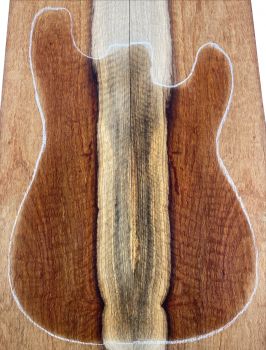 Preview: Top African Koa decent curl AA with sapwood, 2-pcs. 22mm