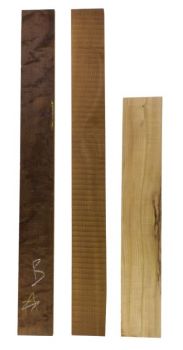 Set of 3 Fretboards, B-grade mixed tropical hardwoods