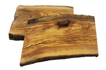 Olive wood olive set of 2 cutting boards planks 32 x 22/17 x 2.5cm