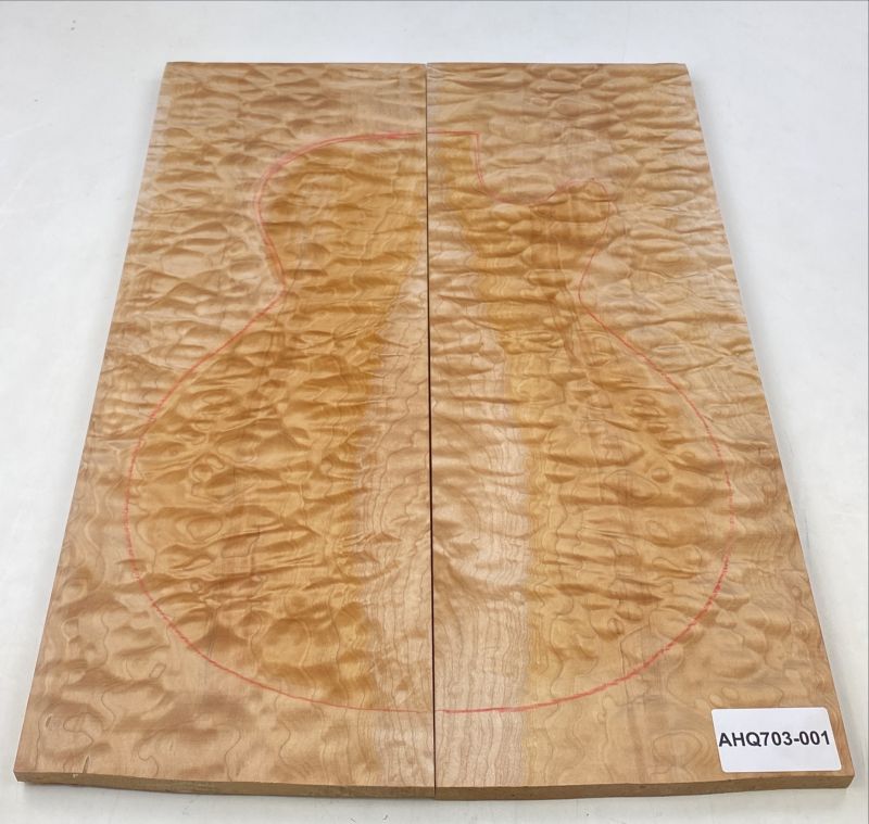 Top Muschelahorn / Quilted Maple, 2-tlg. 12 mm Einzelstück #001