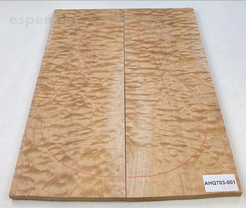 Top Muschelahorn / Quilted Maple, 2-tlg. 12 mm Einzelstück #001