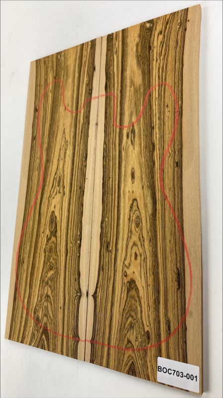Top Bocote with sapwood, 2-pcs. bookmatched Unique Piece #001