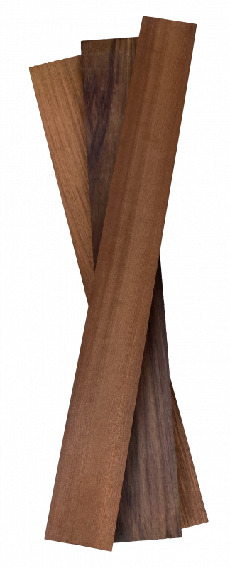 Set of 3 neck blanks, mixed "exotic" non-european hardwoods, B-grade