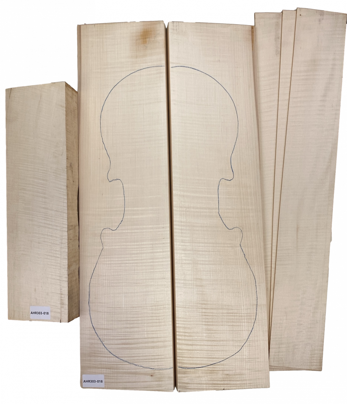Set Back, Sides and Neck plank Curly Maple for Cello Unique Piece #018