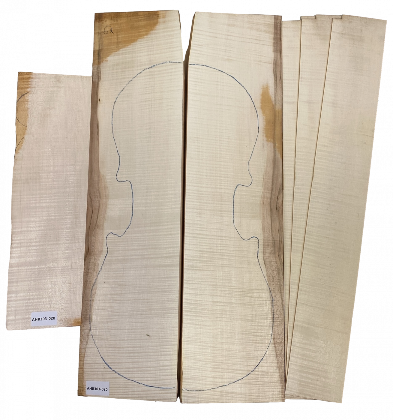 Set Back, Sides and Neck plank Curly Maple for Cello Unique Piece #020