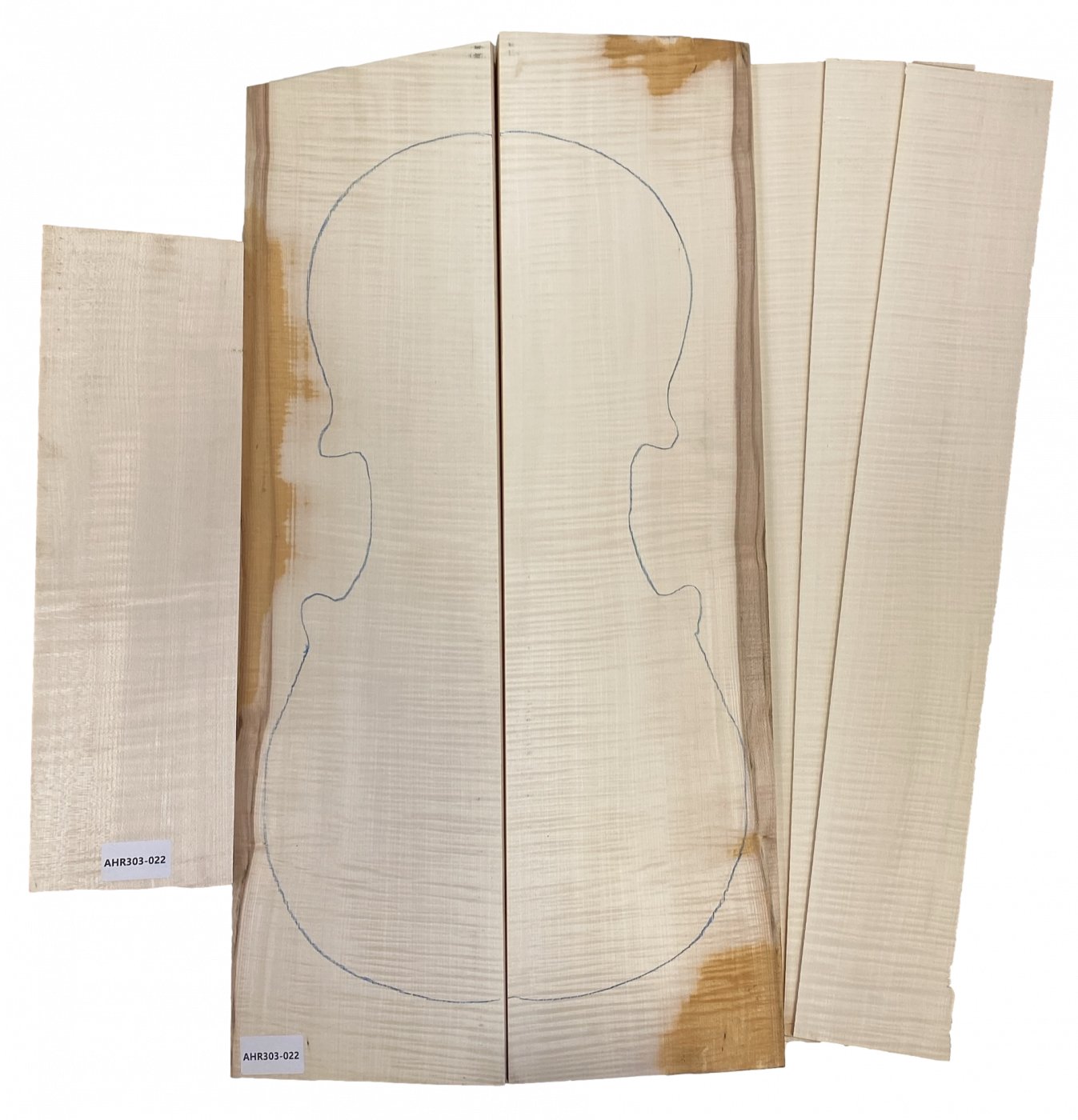 Set Back, Sides and Neck plank Curly Maple for Cello Unique Piece #022