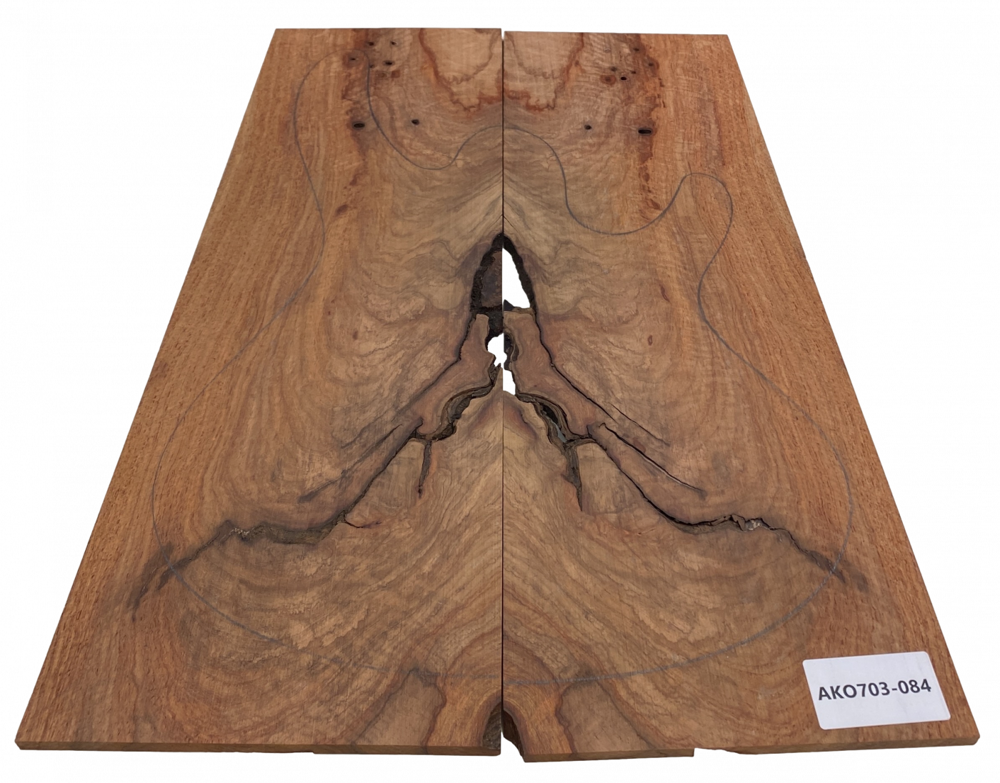 Top Afrik. Koa, 2-tlg. 7mm, dezent geflammt, Einzelstück #084