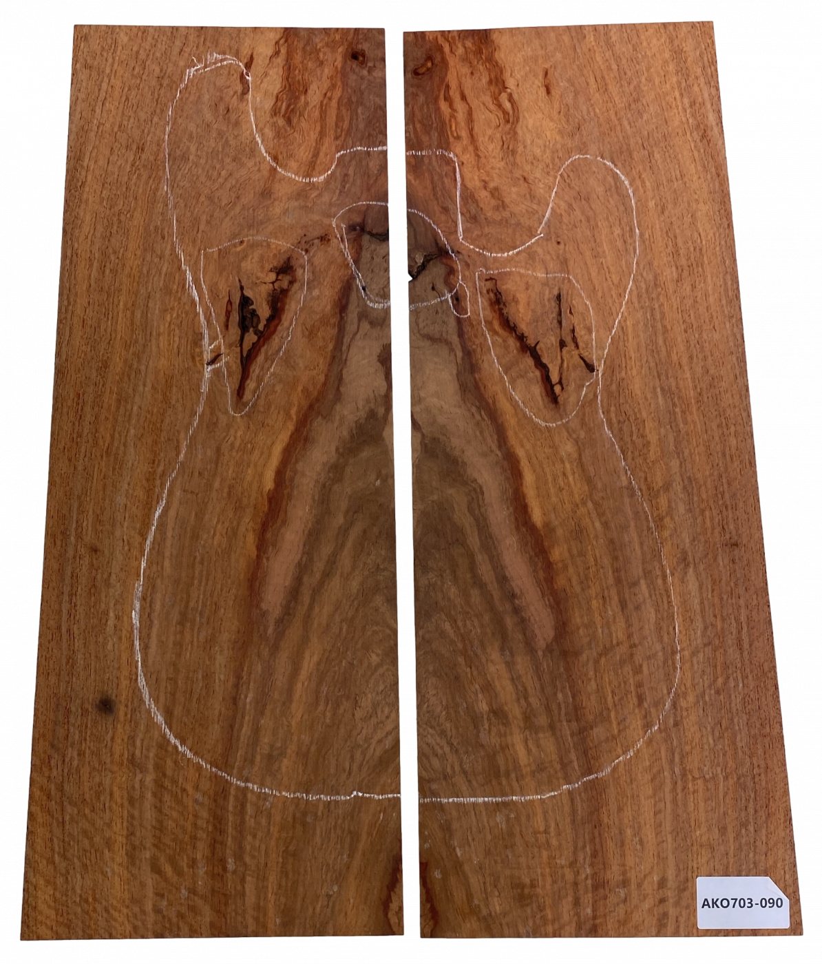 Top Afrik. Koa, 2-tlg. 7mm, dezent geflammt, Einzelstück #090