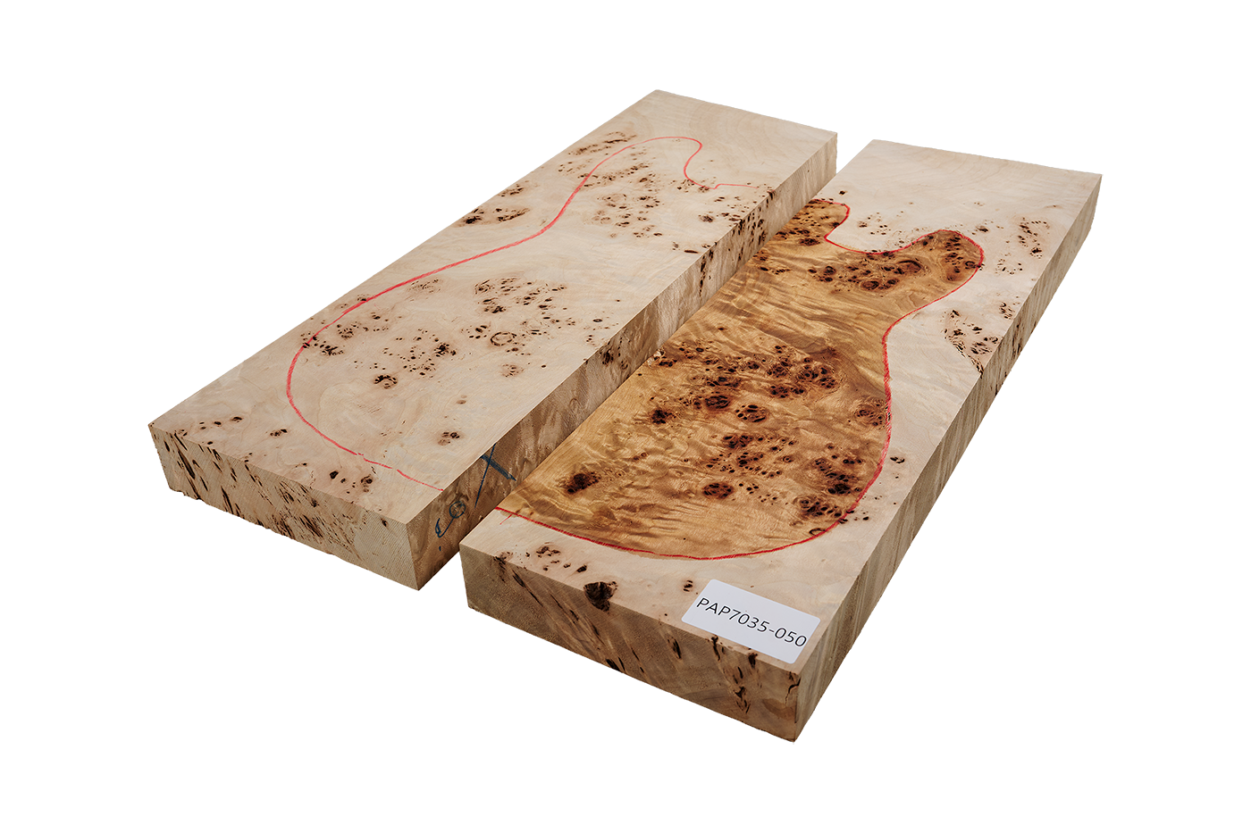 Body Poplar Burl, 2-pcs. bookmatched, Unique Piece #050