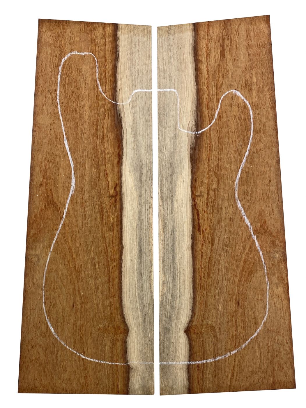 Top African Koa decent curl AA with sapwood, 2-pcs. 22mm