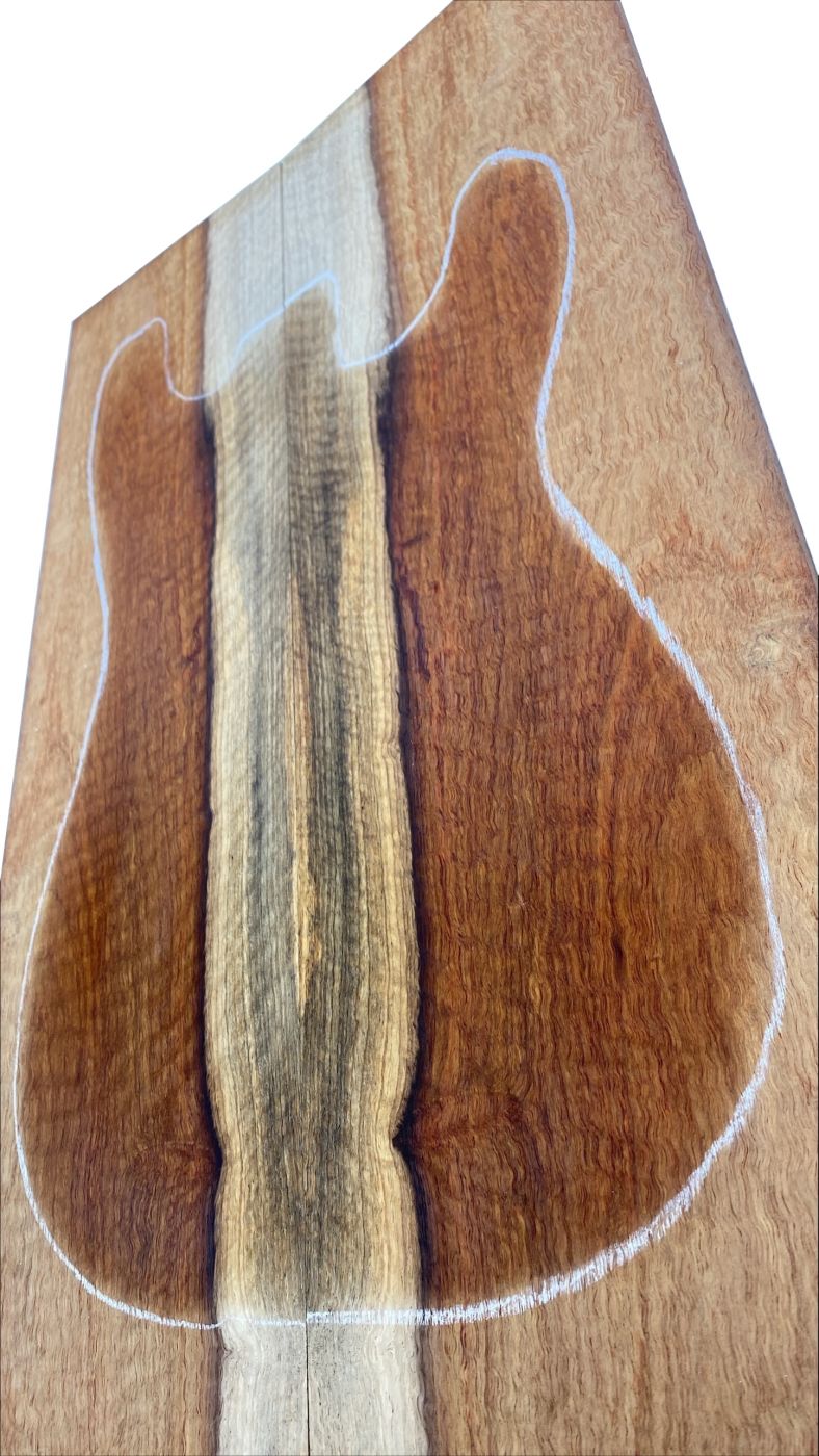 Top African Koa decent curl AA with sapwood, 2-pcs. 22mm