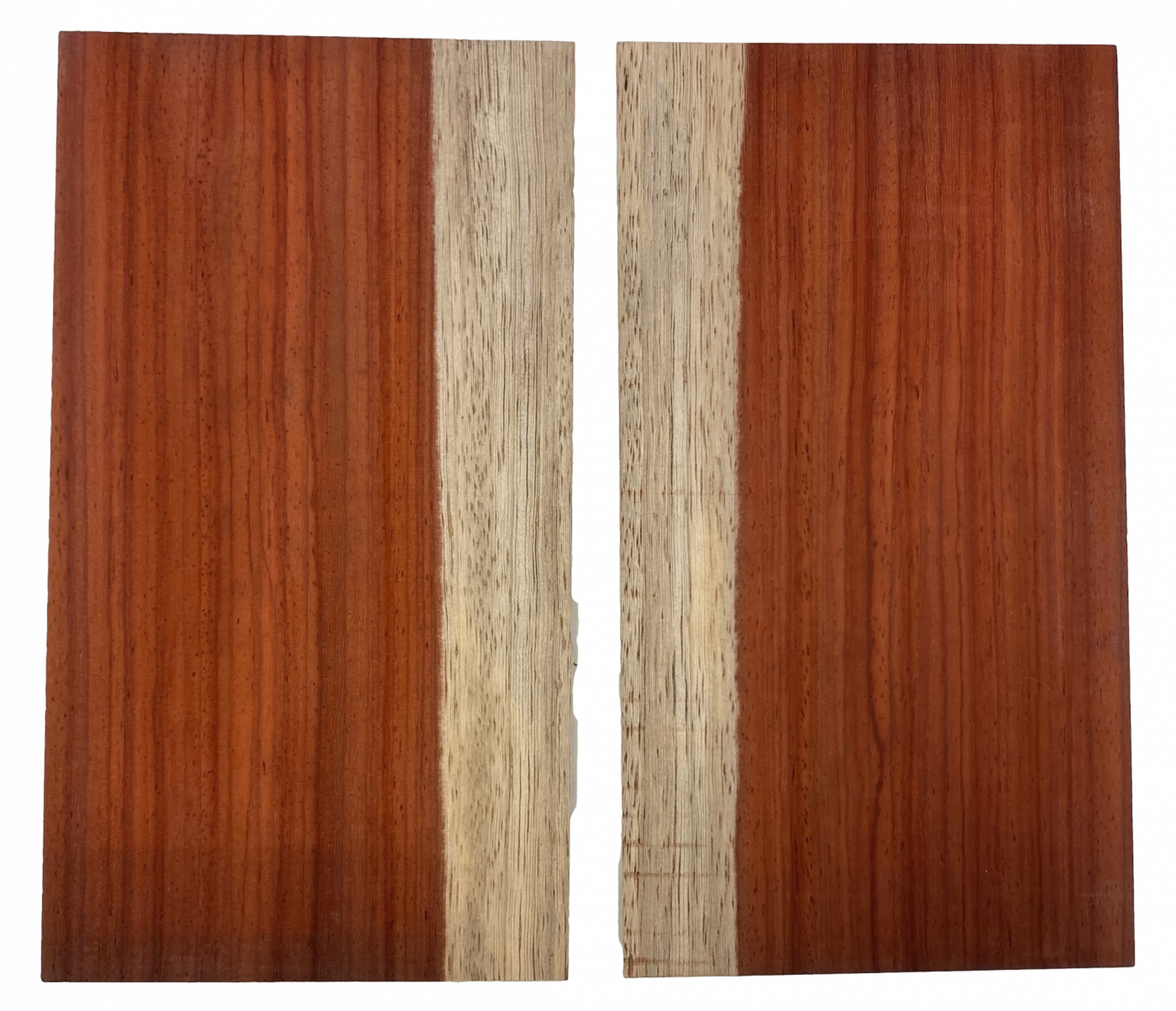 Kopfplatte Padouk, rot mit Splint, 2-tlg. bookmatched