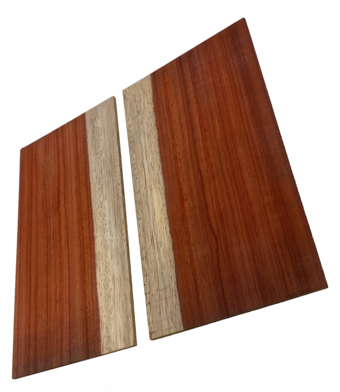 Kopfplatte Padouk, rot mit Splint, 2-tlg. bookmatched
